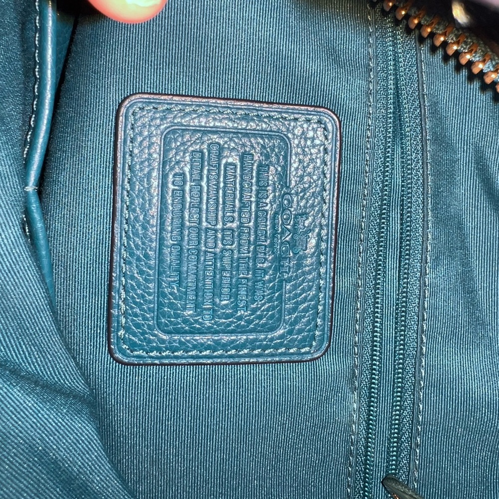 Coach Dark Teal Leather Shoulder Bag - Picture 4 of 4